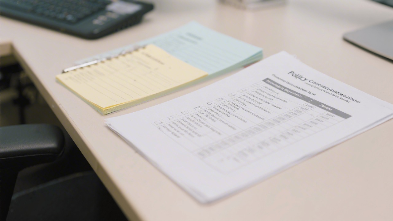 Close-up of compliance notes and policy checklists on a neutral desk, highlighting careful review of affiliate disclosures and regulatory language in Hong Kong.