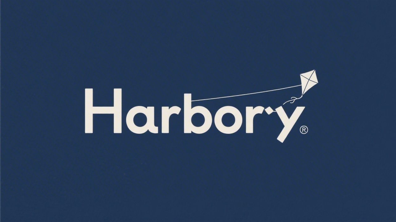 Simple harbor-inspired wordmark logo featuring clean sans-serif text and a minimal kite line, designed for easy recognition on light backgrounds.